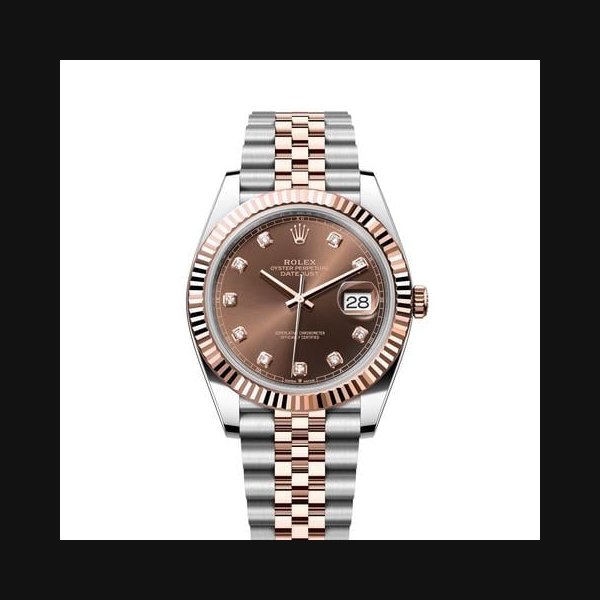 Rolex Datejust41 Chocolate Diamond Dial Two Tone Rose Gold Fluted Bezel Jubilee Bracelet Ref. 126331