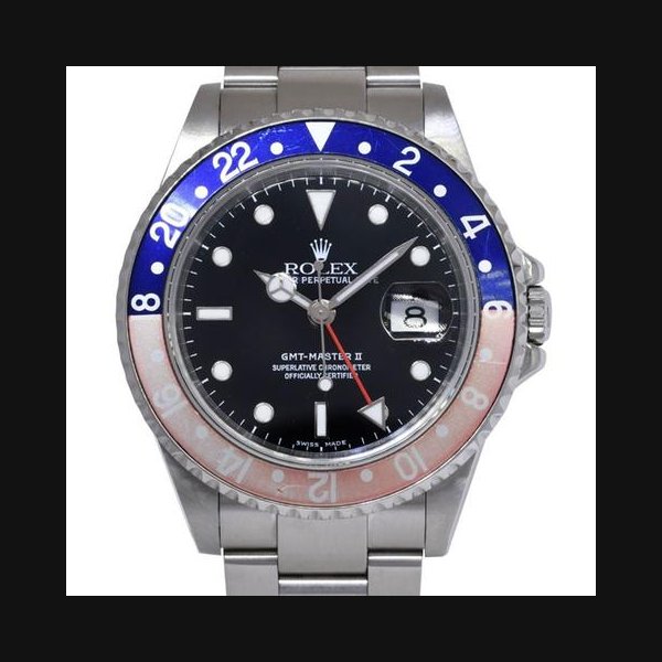 Rolex GMT-Master IISteel Blue/Red Faded Pepsi Bezel Mens 40mm Watch Y 16710