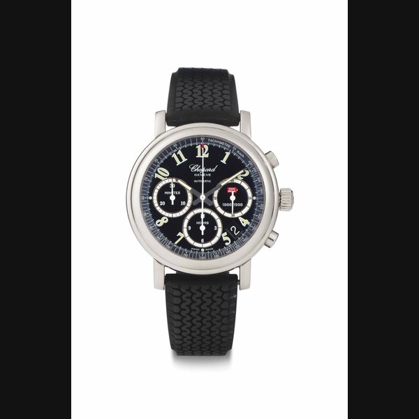 Chopard. A Stainless Steel Automatic Chronograph Wristwatch with Date SIGNED CHOPARD, GENEVE, MILLE MIGLIA, NO. 737/1000, REF. 8331, CASE NO. 467'376, CIRCA 1998