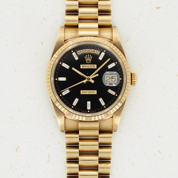 Rolex Rolex Day-Date Black Baguette Diamond Dial 18238 · 18238
