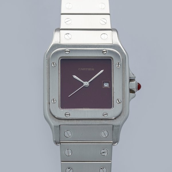 Cartier Cartier Santos Carree Automatic 2960 Burgundy Dial Stainless Steel