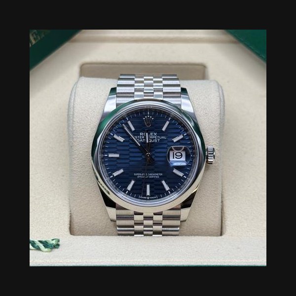 Rolex Datejust36 Blue Motif Dial Stainless Steel Smooth Bezel Jubilee Bracelet Ref. 126200