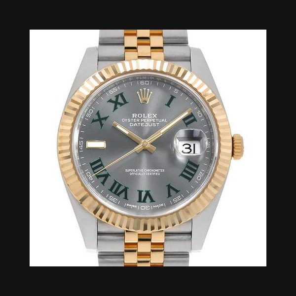 Rolex Datejust126333 slate (Grey) Green Roman 5 Row Jubilee Bracelet Random Number USED mens