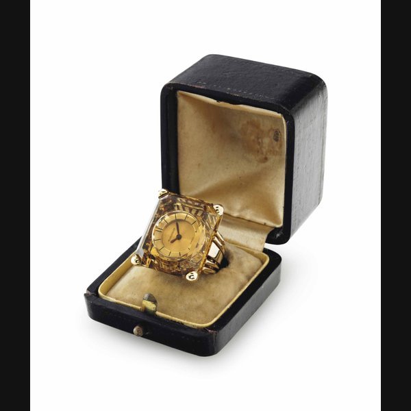 Jaeger-Lecoultre Jaeger-LeCoultre. A Fine 18k Gold and Citrine Ring Watch SIGNED JAEGER-LECOULTRE, CASE NO. 125'421, MANUFACTURED IN 1955