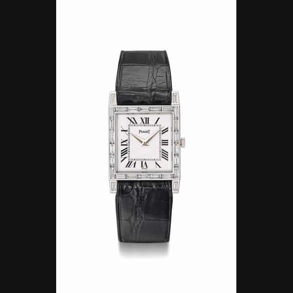 Piaget. A fine 18K white gold and diamond-set rectangular wristwatch SIGNED PIAGET, REF. 9194, MOVEMENT NO. 6'690'696, CASE NO. 131'350, MANUFACTURED IN 1966