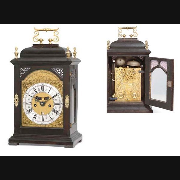 A Queen Anne ebony striking table clock with pull quarter repeat WILLIAM CATTELL, LONDON. CIRCA 1705
