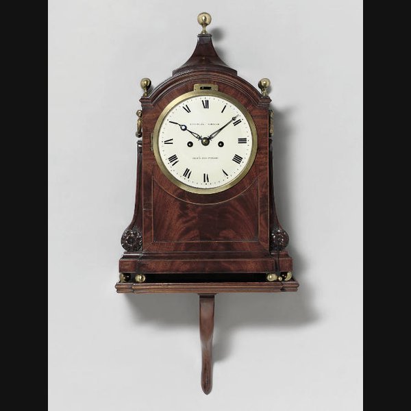  A Regency mahogany and brass-mounted striking eight day bracket clock on wall bracket DESBOIS & WHEELER, LONDON, NO.128. CIRCA 1815
