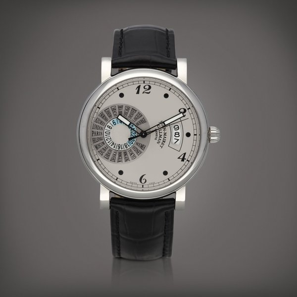 Jean-Mairet & Gillman Hora Mundi II | A limited edition stainless steel time-zone wristwatch with date | Circa 2005