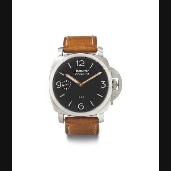 Panerai. An Oversized Stainless Steel Cushion-Shaped Diver's Wristwatch SIGNED OFFICINE PANERAI, LUMINOR 1950, NO. E0279/1950, REF. OP 6576, MOVEMENT NO. 328741, CASE NO. BB 1066446, PAM00127, CIRCA 2002