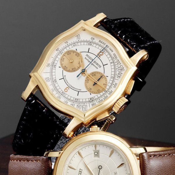 Roger Dubuis Roger Dubuis. An 18ct gold manual wind chronograph wristwatch Bulletin D'Observatoire, No.20/28, Movement No.536, Circa 1999