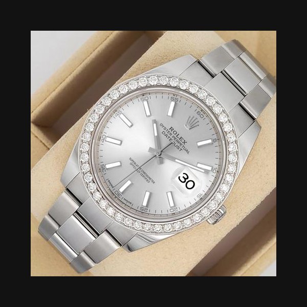 Rolex Rolex Datejust41 126300 Silver Index 2.4CT Diamond Bezel Oyster Box Papers