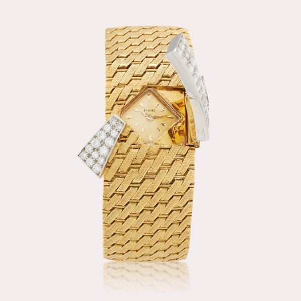 Piaget A yellow gold and diamond-set bracelet watch with concealed dial, Circa 1965