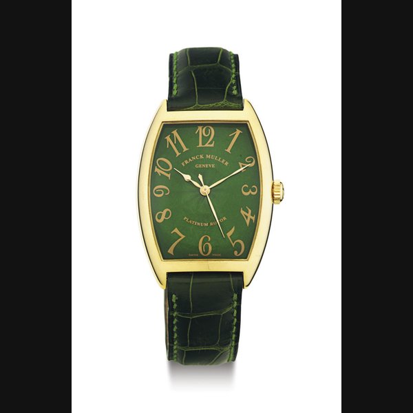 FRANCK MULLER. AN 18K GOLD AUTOMATIC WRISTWATCH WITH CENTER SECONDS SIGNED FRANCK MULLER, GENEVE, NO. 83, REF. 2852 SC, CIRCA 1995