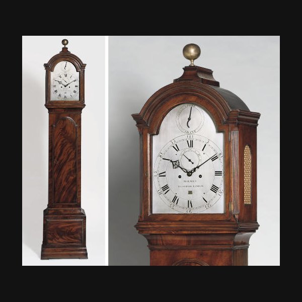 A George III mahogany and brass-mounted eight day longcase clock JOHN HOLMES, LONDON. CIRCA 1775