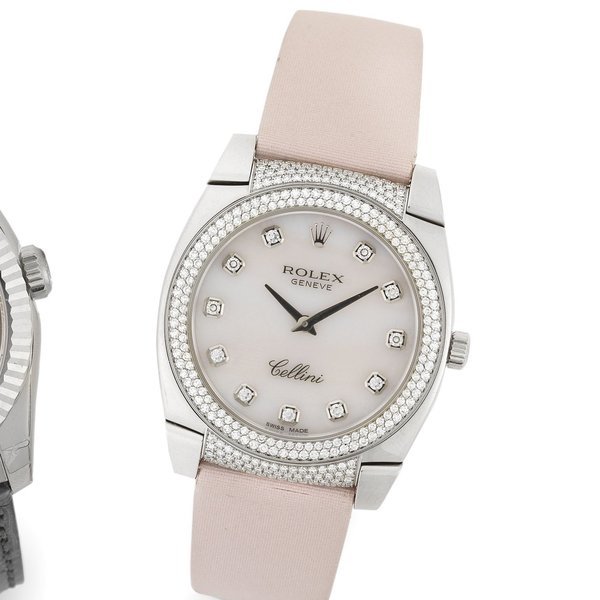 Rolex Rolex. A mid-size 18ct white gold and diamond set quartz wristwatch Cellini Cestello, Ref:6321/9, Serial No.M77****, Circa 2007 · 6321/9
