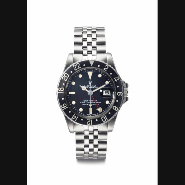 Rolex Rolex. A Fine and Attractive Stainless Steel Dual Time Automatic Wristwatch with Center Seconds, Date and Bracelet Signed Rolex, Oyster Perpetual, GMT-Master, Ref. 1675, Case No. 2’009’474, Circa 1968 · 1675