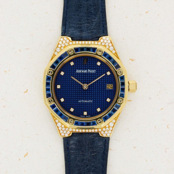 Audemars Piguet Audemars Piguet Royal Oak 14916BA Sapphire Baguette Bezel Diamond Pave YG Case