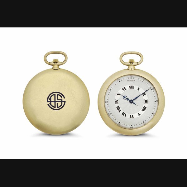 Cartier Cartier. An Ultrathin 18k Gold and Enamel Openface Keyless Lever Dress Watch SIGNED CARTIER, FRANCE, MOVEMENT EUROPEAN WATCH AND CLOCK, CO., INC., CASE HAND-STAMPED 19'355 AND 15'717, CIRCA 1925