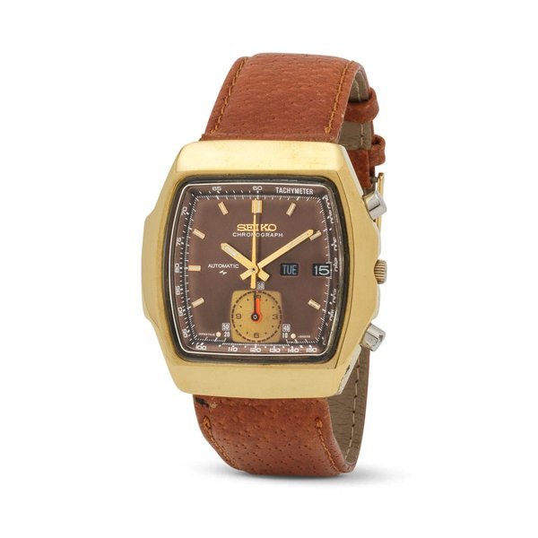 Seiko Seiko. A gold plated automatic calendar chronograph wristwatch with 2 counters on the same register · 7016-5020
