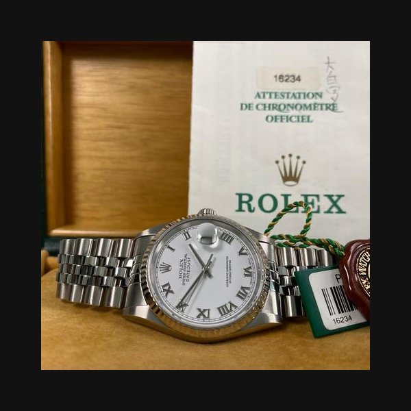 Rolex Rolex DatejustVery Good Condition 2000 Datejust 36 Steel Jubilee White Roman Dial 16234 FULL SET