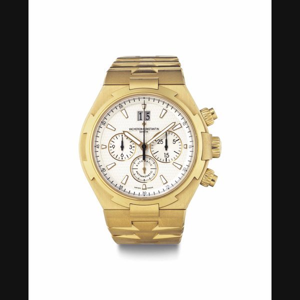 Vacheron Constantin Vacheron Constantin. A Large 18k Gold Automatic Chronograph Wristwatch With Date and Bracelet SIGNED VACHERON CONSTANTIN, GENÈVE, OVERSEAS MODEL, REF. 49150, MOVEMENT NO. 988'889. CASE NO. 1'123'085, MANUFACTURED IN 2006