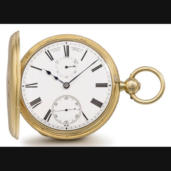Charles Frodsham. A fine 18K gold half hunter pocket chronometer with power reserve SIGNED CHARLES FRODSHAM, 84 STRAND, LONDON, AD FMSZ, NO. 03498, STAMPED WITH LONDON DATE LETTER FOR 1866