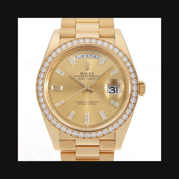 Rolex Rolex Day-Date40 Bezel Diamond 10P Baguette Diamond 228348RBR Champagne Random Number USED mens