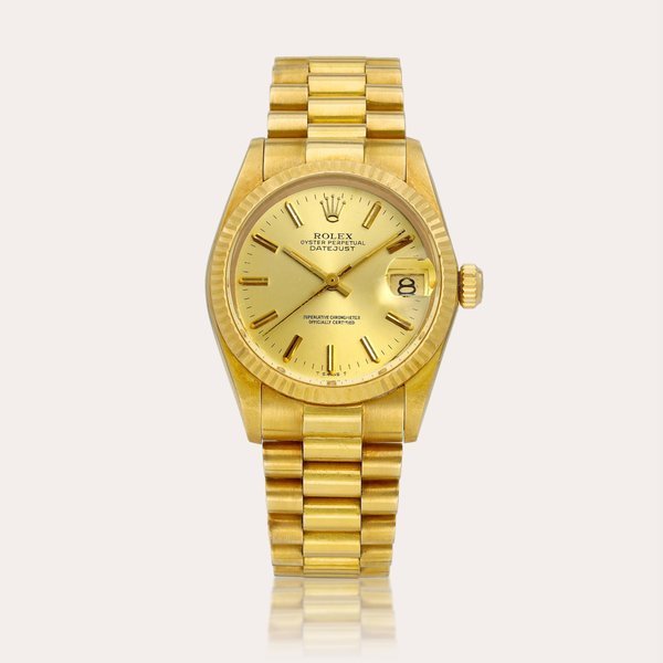 Rolex DateJust, Reference 6827 | A yellow gold wristwatch with date and bracelet, Circa 1982 | 勞力士 | DateJust 型號6827 | 黃金鏈帶腕錶， 備日期顯示，約1982年製 · 6827