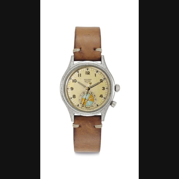 Heuer Heuer. A Stainless Steel and Chrome Plated Wristwatch with Tide Indication and Center Seconds Signed Heuer, Solunar Model, No. 905'397, Circa 1949, Price & Market Data