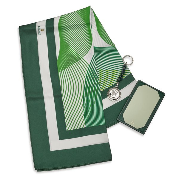 Rolex A set of leather notepad, keyring and silk scarf, Made for Baselworld, Circa 2011 | 勞力士 | 一套皮製記事本，鑰匙扣及絲巾，為 Baselworld 而製，約2011年製