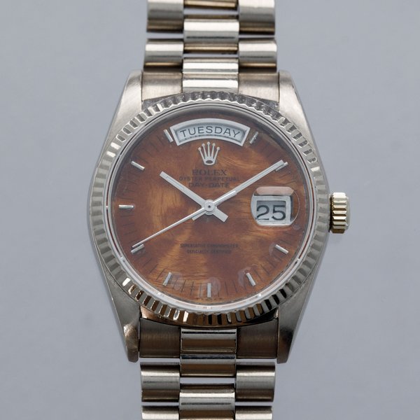 Rolex Day-Date 18039 Birchwood Dial 18k WG Box and Papers