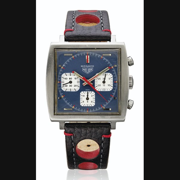 HEUER. A FINE STAINLESS STEEL CHRONOGRAPH WRISTWATCH Signed Heuer, Monaco, No. 33, Ref. 73633, Circa 1972