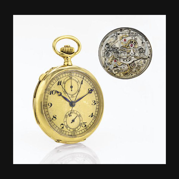 JULES JÜRGENSEN. A RARE 18K GOLD HUNTER CASE MINUTE REPEATING SPLIT SECOND CHRONOGRAPH KEYLESS LEVER POCKET WATCH SIGNED JULES JÜRGENSEN, COPENHAGEN, NO. 16905, CIRCA 1890