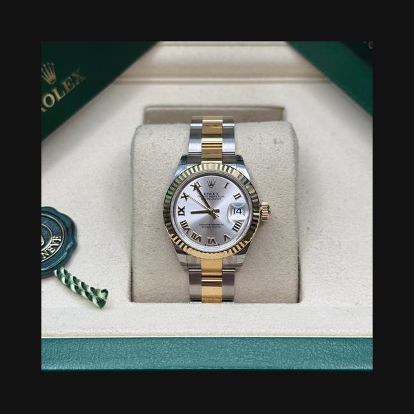 Rolex Rolex Lady-DatejustNEW 2026 Silver Roman Dial Two Tone Yellow Gold Fluted Oyster Bracelet