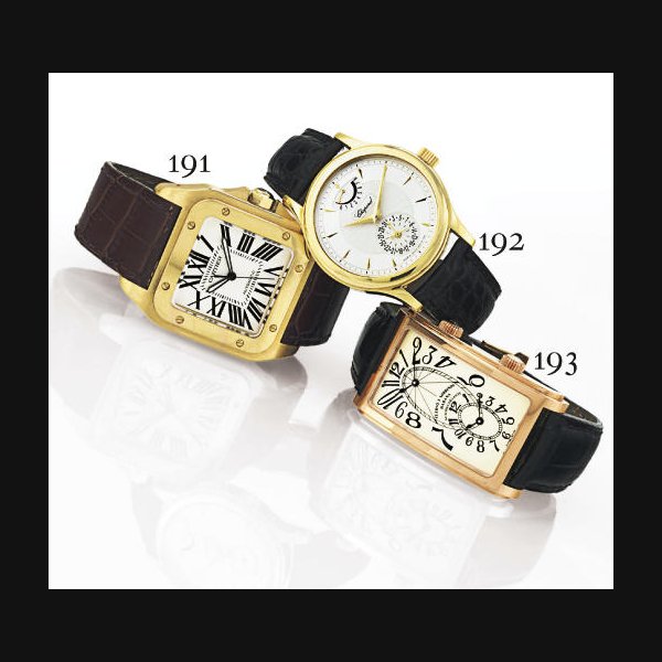 CARTIER. AN OVERSIZED 18K GOLD SQUARE AUTOMATIC WRISTWATCH WITH CENTER SECONDS SIGNED CARTIER, "SANTOS 100", CASE NO. 282481CE, REF. 2857, MANUFACTURED IN 2004