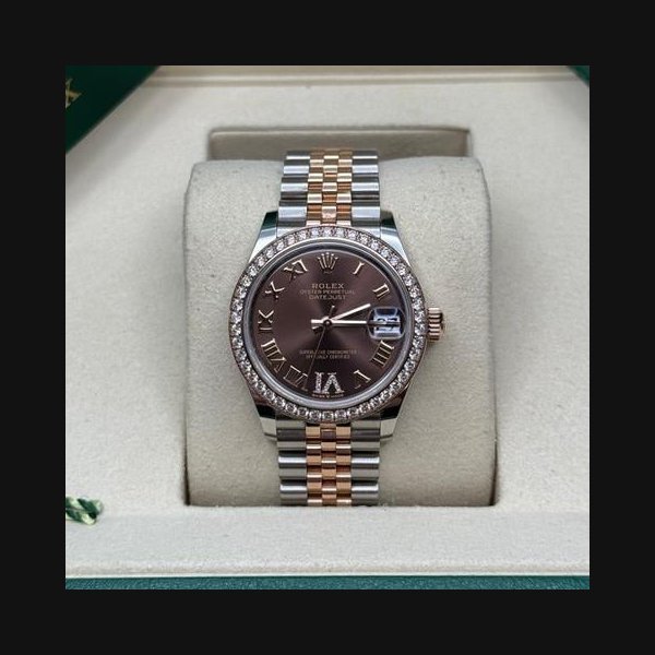 Rolex Rolex Lady-Datejust31 NEW 2026 Chocolate Pave 6 Roman Dial Diamond Bezel Two Tone Rose Gold Jubilee