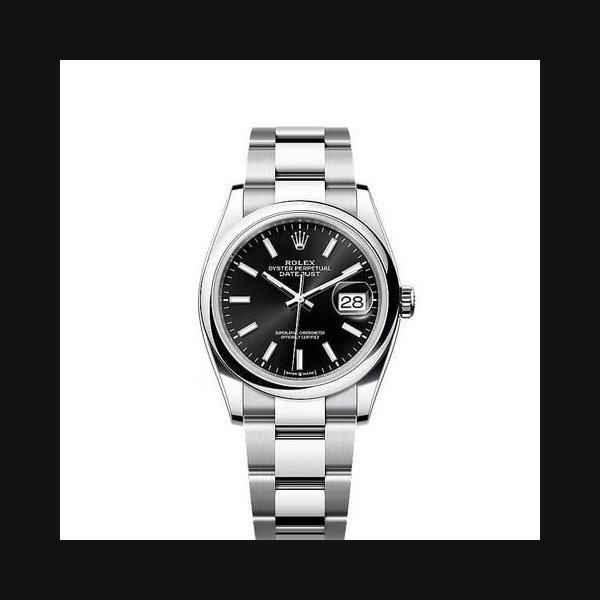 Rolex Rolex Datejust36 Black Index Dial Stainless Steel Smooth Bezel Oyster Bracelet