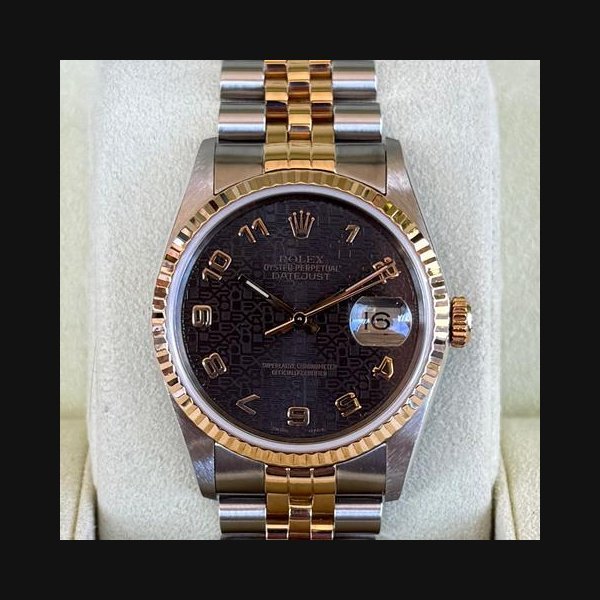 Rolex Rolex Datejust36 1990 Rolex DateJust TwoTone 18k Jubilee 36 Black Dial 16233