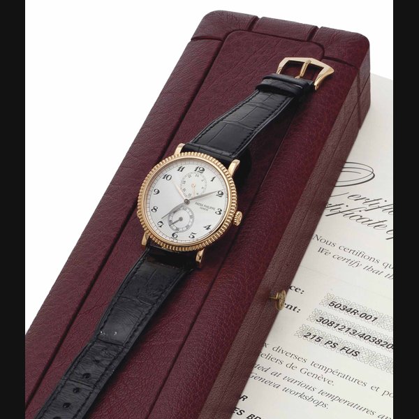 Patek Philippe. A Fine 18k Pink Gold Dual-Time Wristwatch with 24-Hour Indication SIGNED PATEK PHILIPPE, GENEVE, REF. 5034R-001, MOVEMENT NO. 3'081'213, CASE NO. 4'038'204, MANUFACTURED IN 1998