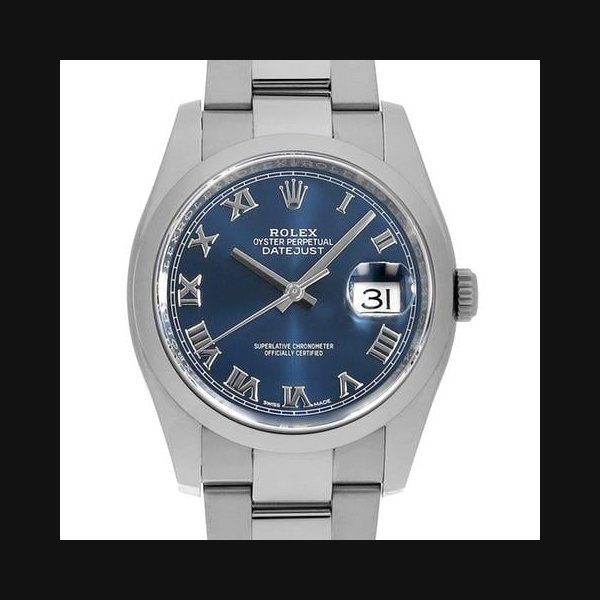 Rolex Datejust116200 blue Roman 3 row oyster bracelet Random Number USED mens