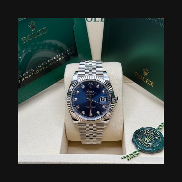 Rolex Datejust41 NEW 2025 Blue Diamond Dial Stainless Steel Fluted Bezel Jubilee Bracelet Ref. 126334