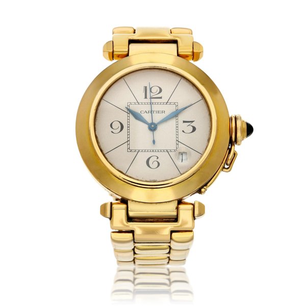 Cartier Reference 1986 Pasha, A yellow gold wristwatch with date and bracelet, Circa 1995 · 1986