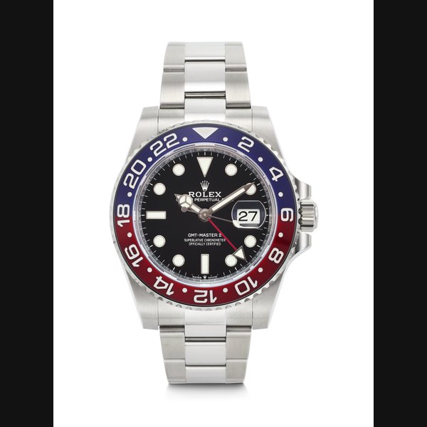 ROLEX. A HIGHLY COVETED AND SPORTY STAINLESS STEEL DUAL TIME AUTOMATIC WRISTWATCH WITH SWEEP CENTER SECONDS, DATE, AND BRACELET GMT-MASTER II 'PEPSI' MODEL, REF. 126710BLRO, CASE NO. 8L7G4321, CIRCA 2023
