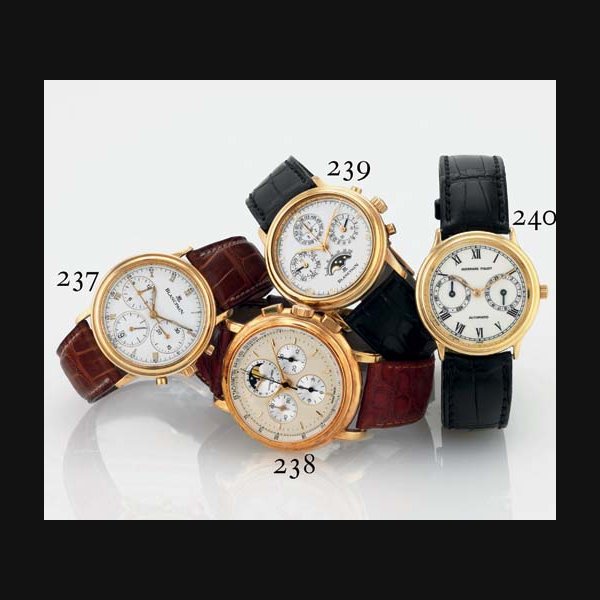 ULYSSE NARDIN. AN 18K GOLD CHRONOGRAPH WRISTWATCH WITH DATE AND MOON PHASES SIGNED ULYSSE NARDIN, MOVEMENT NO. 534274, CASE NO. 4675, REF. 531-22, CIRCA 1990