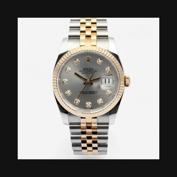 Rolex RolexDatejust 36 Men's Combination Watch 116233G Gray Dial Original Diamond 2012 [U]