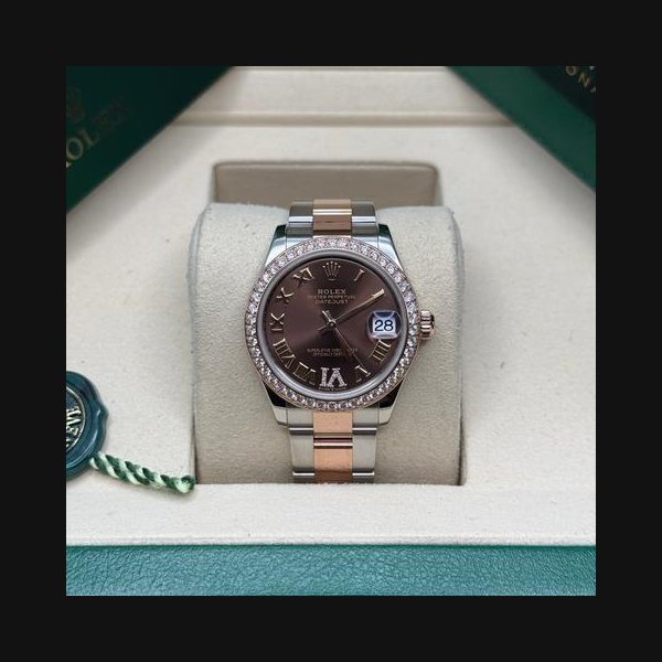 Rolex Rolex Lady-Datejust31 NEW 2026 Chocolate Pave 6 Roman Dial Diamond Bezel Two Tone Rose Gold Oyster