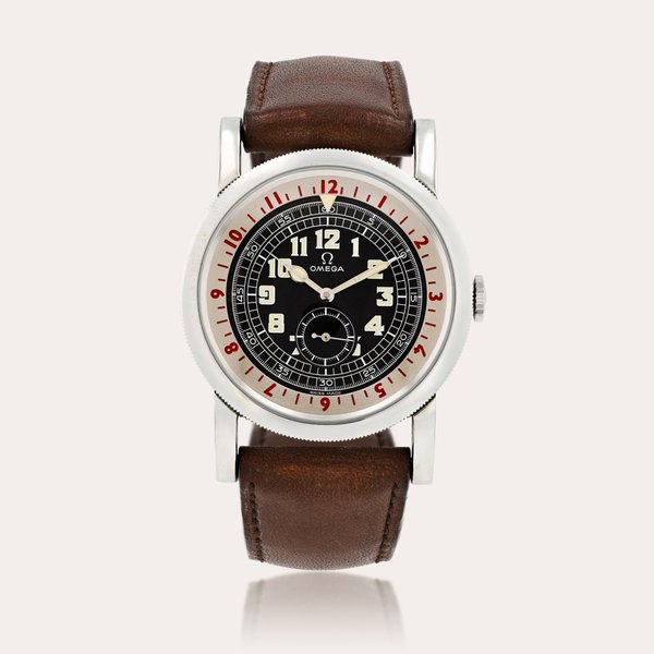 Omega Museum Collection, limited reedition of the 1938 Pilot's Watch, reference 57005007    Montre bracelet en acier |  Stainless steel wristwatch     Vers 2015 |  Circa 2015