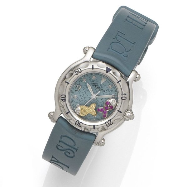 Chopard. A stainless steel quartz wristwatchHappy Sport Floating Fish, Ref:8245 27/8923-402, Case No.872590, Sold 29th August 2002