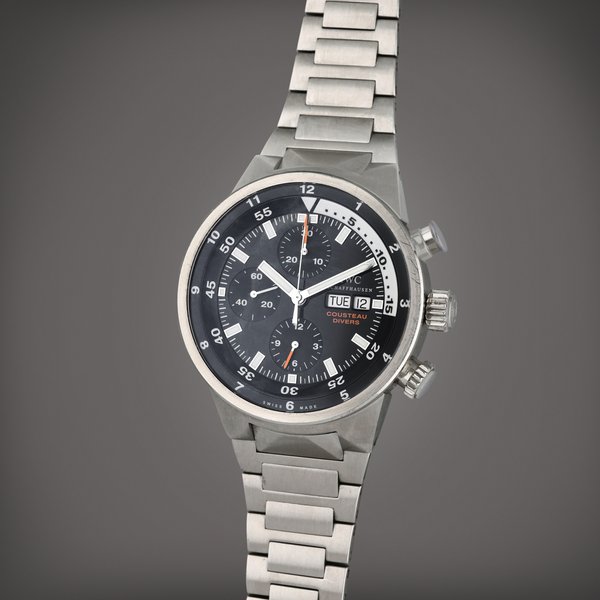 IWC Reference IW378201 Aquatimer Chronograph Cousteau Divers Tribute to Calypso | A limited edition stainless steel automatic chronograph wristwatch with day and date, Circa 2005