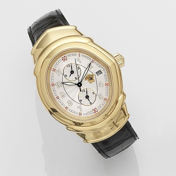 Franck Muller for Versace. An 18k gold automatic triple time zone calendar wristwatch Ref:4202/11 4N, Case No.16, Circa 2000